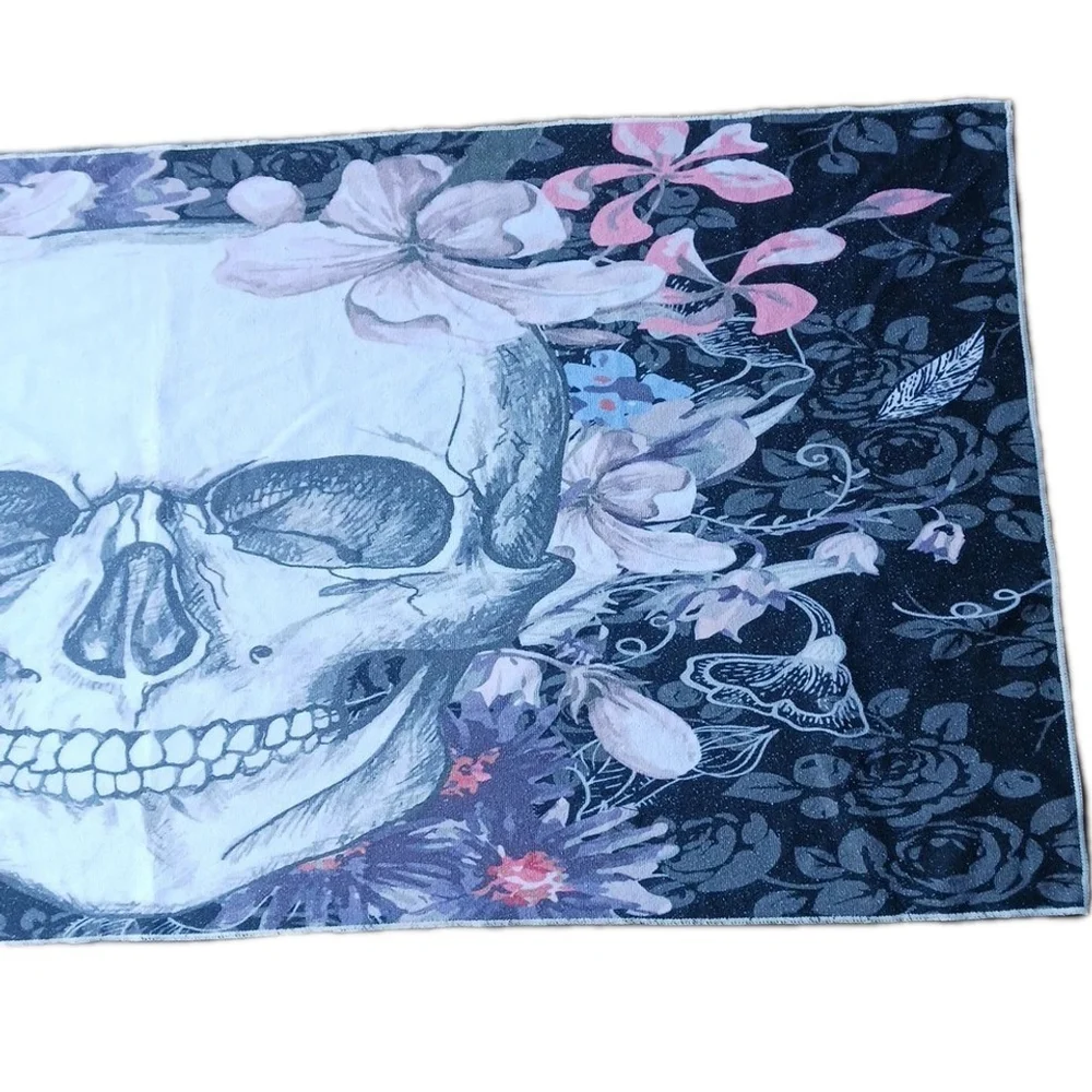 Skull Flowers Terry Cloth Beach Towel Tapestry 27x58